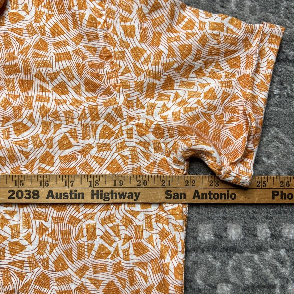 Robert Graham Shirt Mens Large Orange White Linen Blend Abstract Beach Coastal - Picture 4 of 9